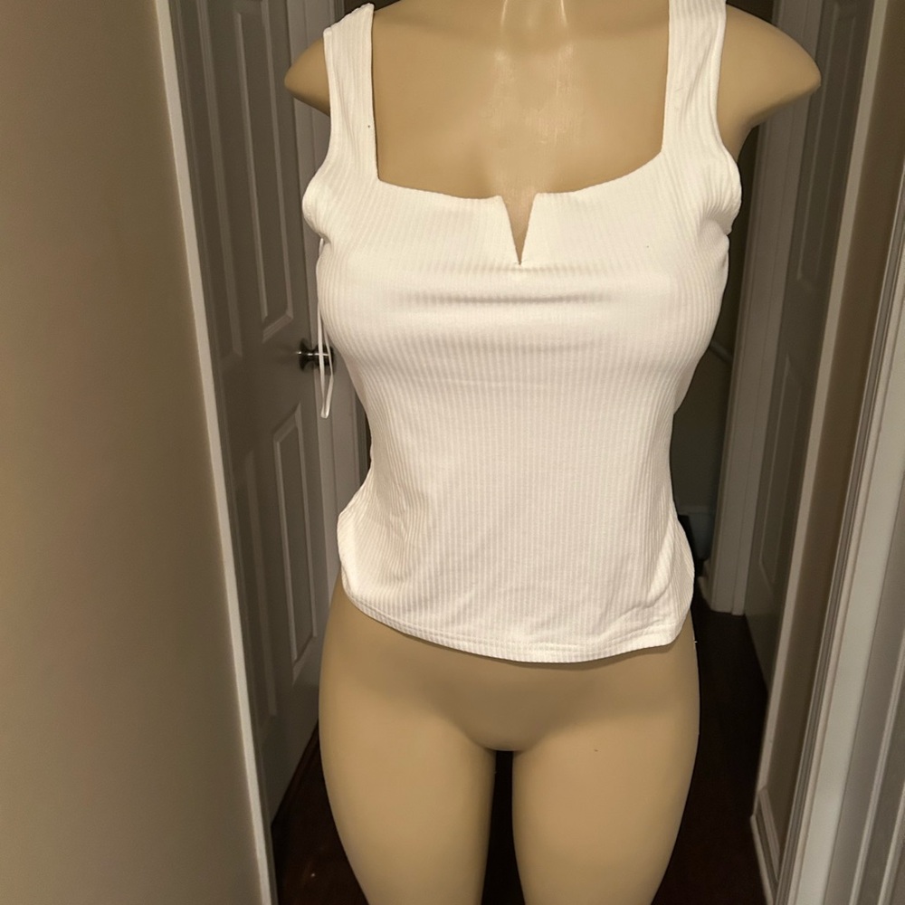 Petal & Pup Ivory/ whitish Ribbed Tank Top